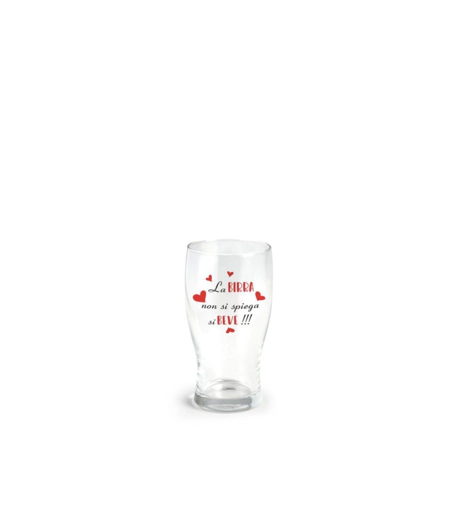Bicchiere per birra 40 cl con scritta la birra non si spiega si beve