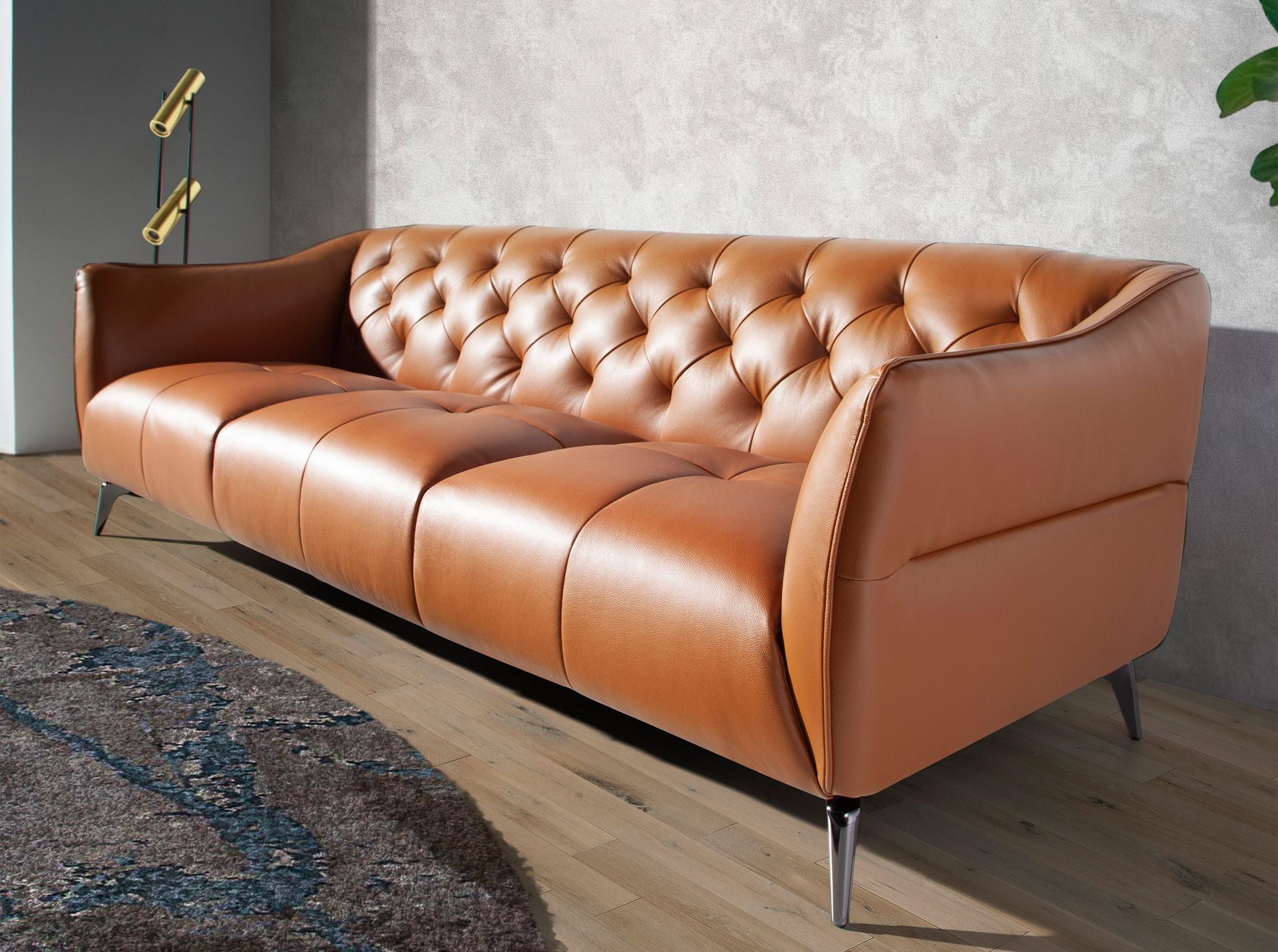 Divano Chester a 3 posti in pelle marrone