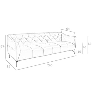 Divano Chester a 3 posti in pelle marrone
