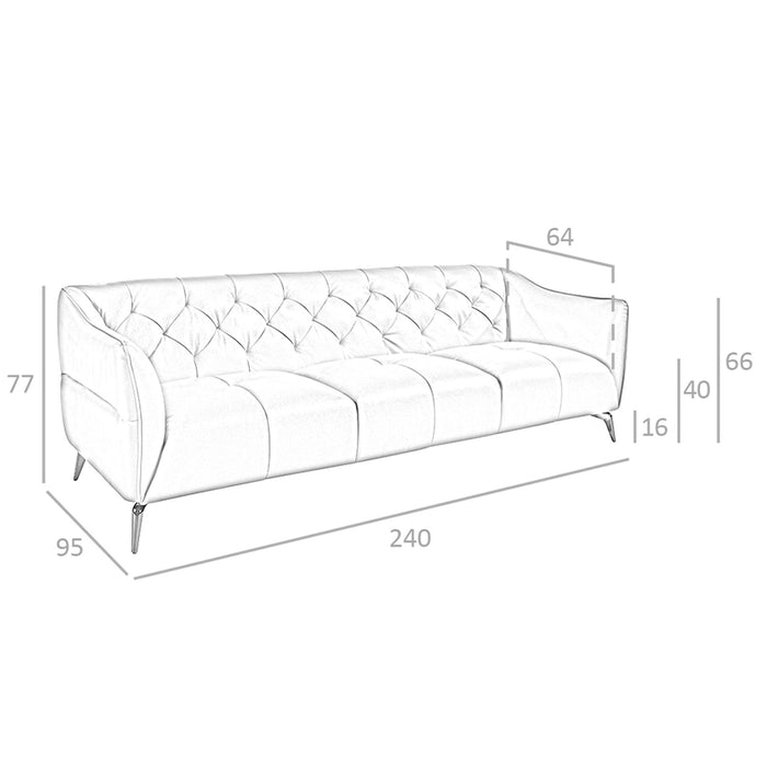 Divano Chester a 3 posti in pelle marrone