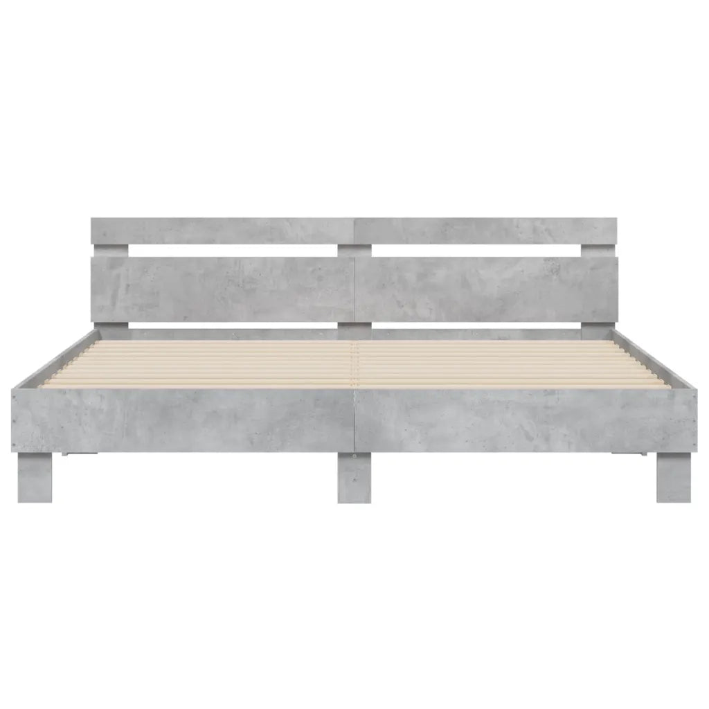 Giroletto Testiera-Struttura letto con testiera Grigio Cemento 160x200 cm Legno Multistrato