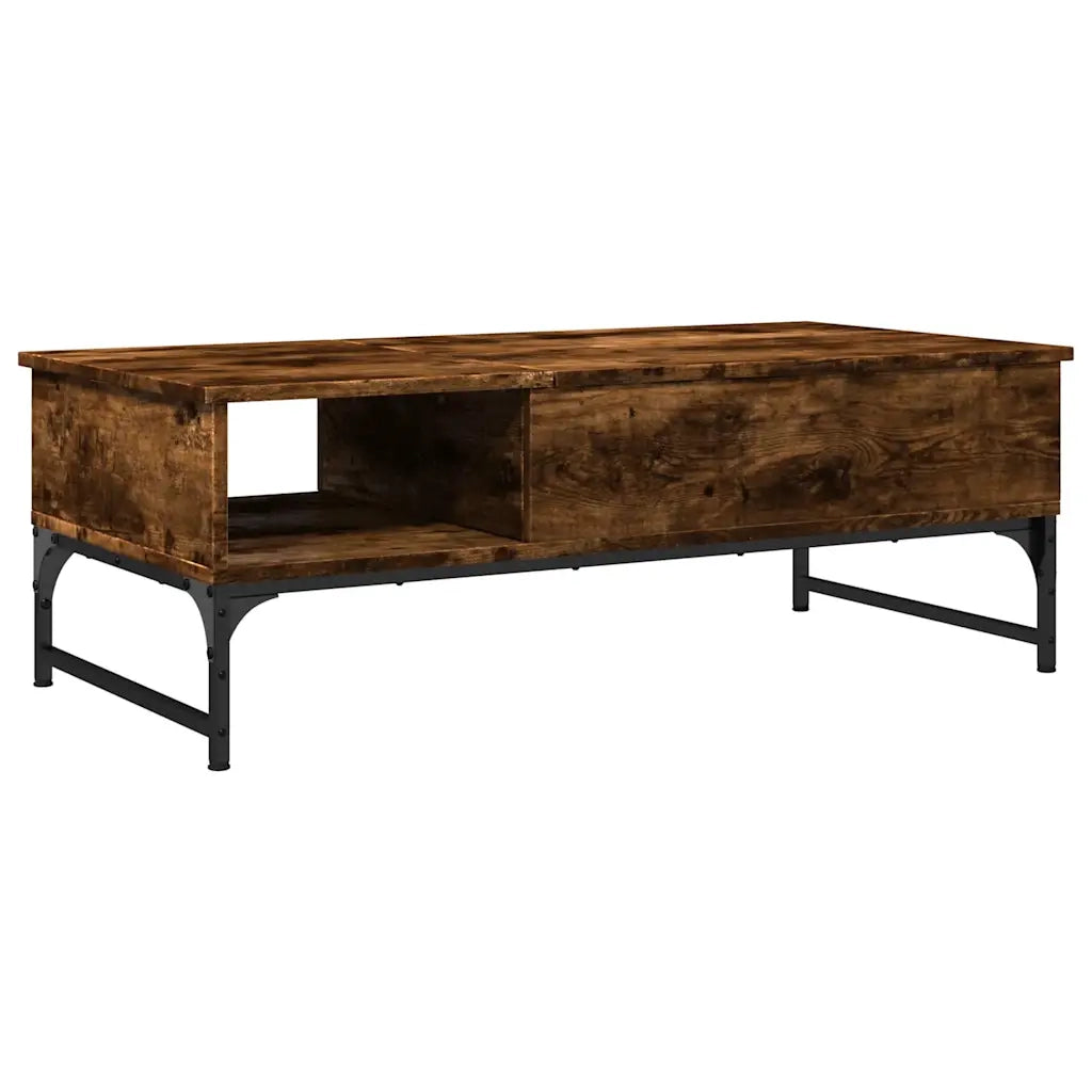 Tavolino Salotto Rovere Fumo 100x50x35 cm Multistrato e Metallo 845393