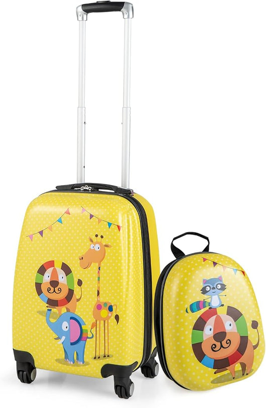 Set di Valigia per Bambini, 18" Valigia+ 12" Zaino, 2 Pezzi, con Ruote Girevoli a 360° e Maniglia Retrattile, Ideale per Viaggiare in Modo Comodo e Divertente (Modello 23)