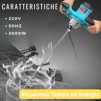 Miscelatore Professionale 2600W con 6 Velocità, Agitatore Mescolatore Attacco M14, per Malta, Cemento, Colla - Qualità Industriale e Affidabilità.