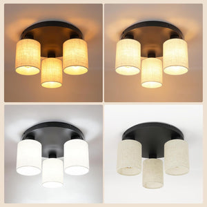 ZMH Lampada da soffitto vintage nera 3 luci E27 senza lampadine