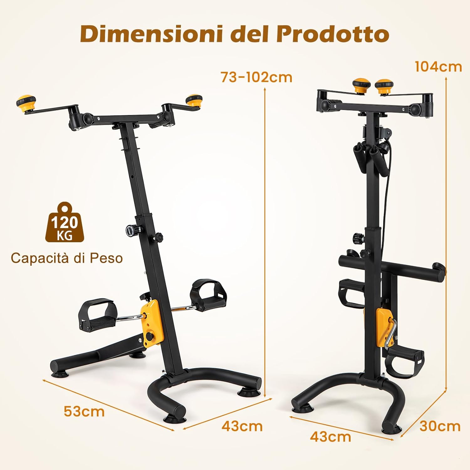Cyclette a Pedali Pieghevole, Macchina per Fitnes con Resistenza e Altezza Regolabili e Cuscinetti Antiscivolo, Attrezzature per Riabilitazione degli Anziani
