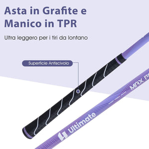 Set Completo di Mazze da Golf per Donna, con Driver 460CC 1, Fairway 3, Ibrido 5, Ferri 5, 6, 7, 8, 9, P e S, Putter e Borsa Portatile Leggera, Destrorso