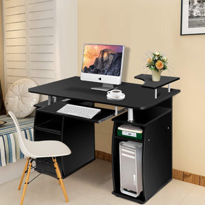 Scrivania da Computer, Scrivania con Cassettiera e Porta Hardware,120 x 55 x 85 cm (Nero)