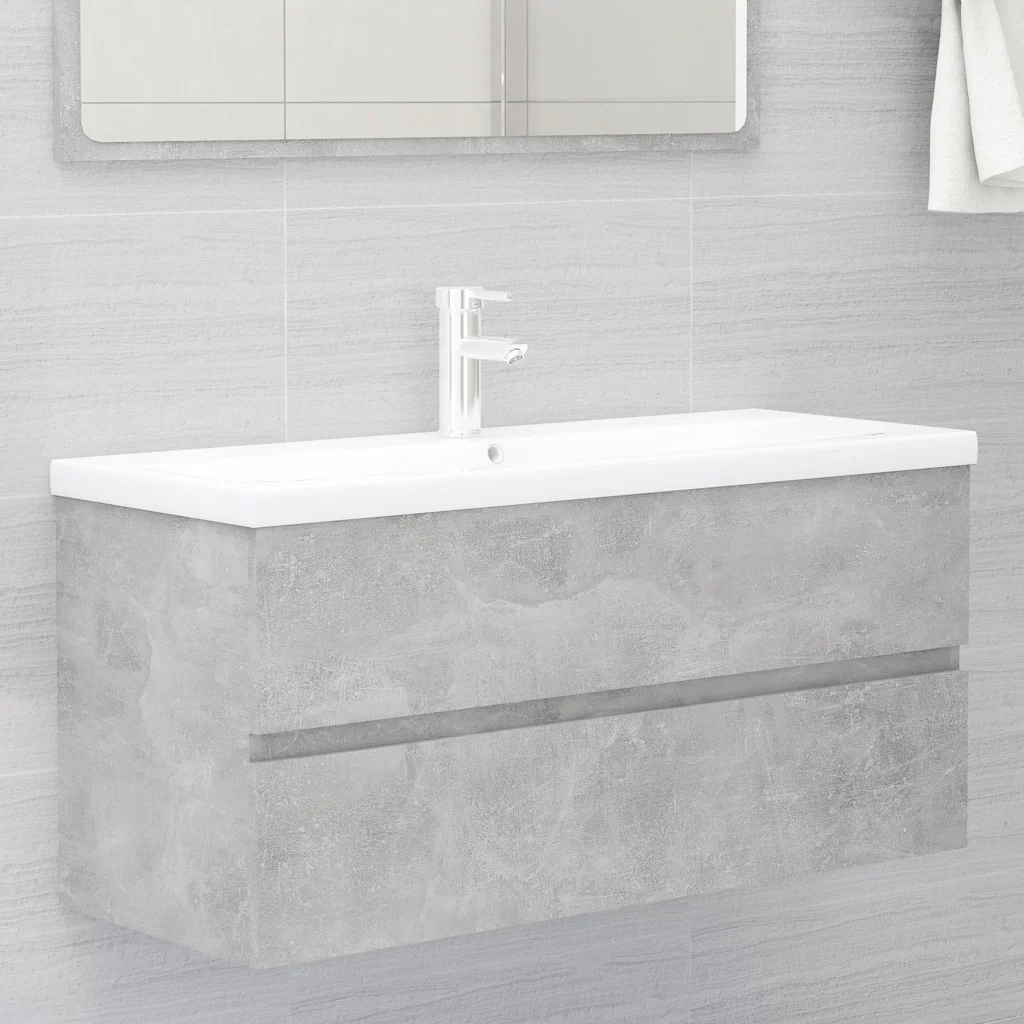 Mobile Lavabo | Armadio Lavabo Grigio Cemento 100x38,5x45cm in Legno Multistrato