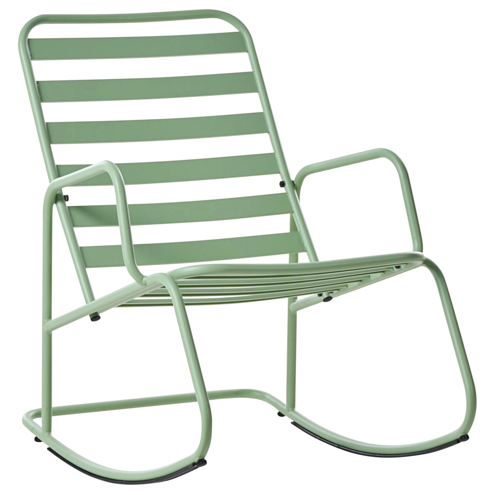 Sedia a dondolo da giardino verde alluminio a doghe Design moderno per esterni