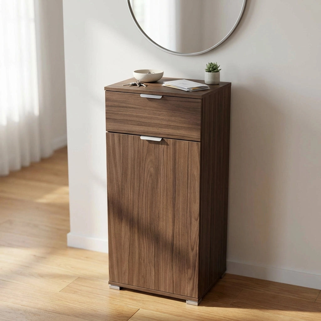 Armadietto da Bagno con cassetto in Legno Composito cm 45x38x103 - CURT