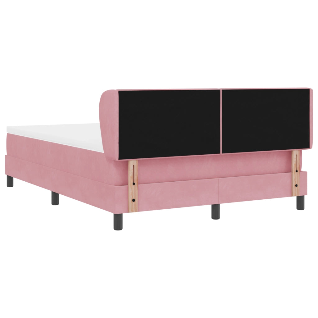 Letto Box Spring con Materasso Rosa 140x190 cm Velluto