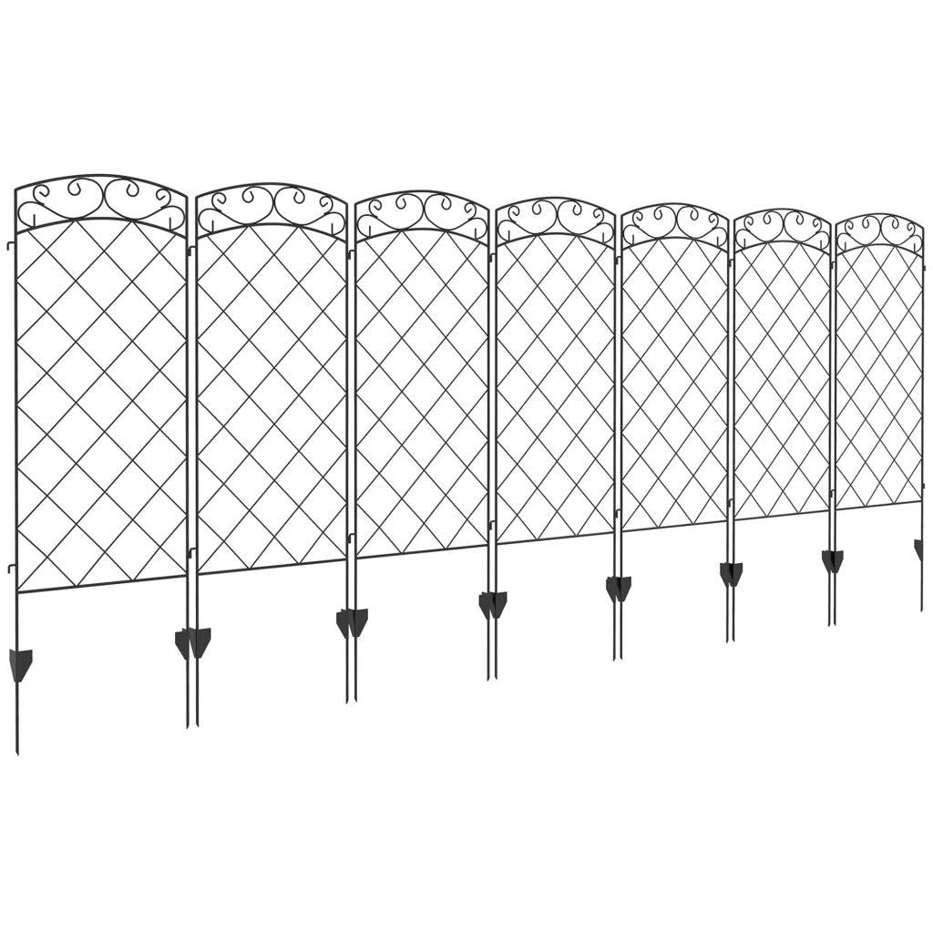 Recinzione giardino decorativa ¨C zephmum ¨C 7 pezzi metallo 344x110 cm nero