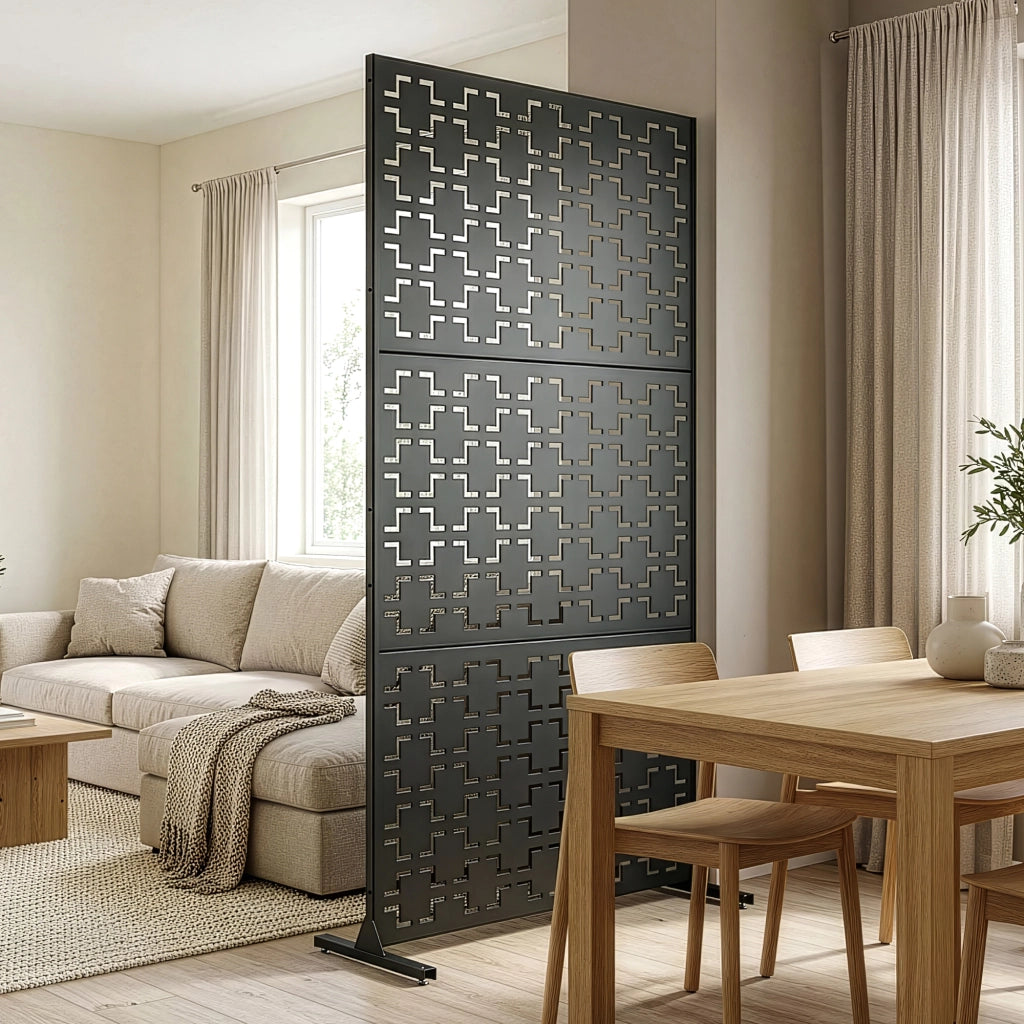 Pannello Divisorio Basciano Struttura Traforata in Acciaio 180 x 90 cm - Grigio Antracite casa.pro