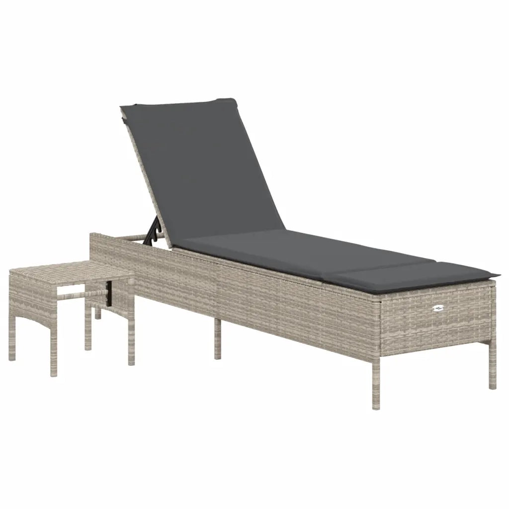 Set Lettini PrendiLettino sole | Sdraio da giardino | Lettino da sole con Cuscini 3 pz Grigio Chiaro Polyrattan