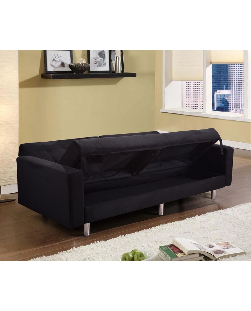 Divano letto 3 posti, reclinabile, contenitore nero 197 cm Sicorage Kayer