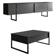 Mornasco, set Mobili da Soggiorno Modulabile, Nero Antracite