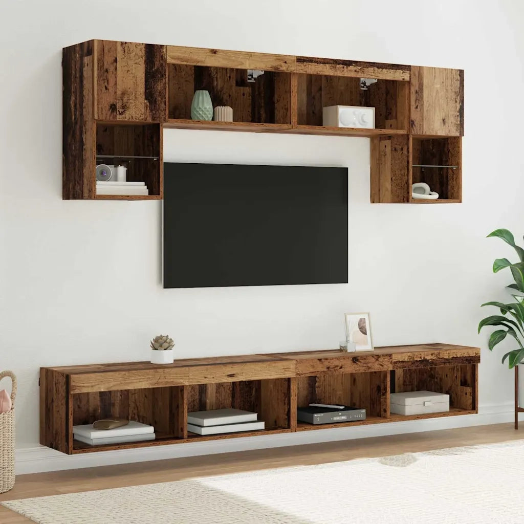 Mobile Porta TV con LED 6 pz-Credenza per TV Legno vecchio 122556