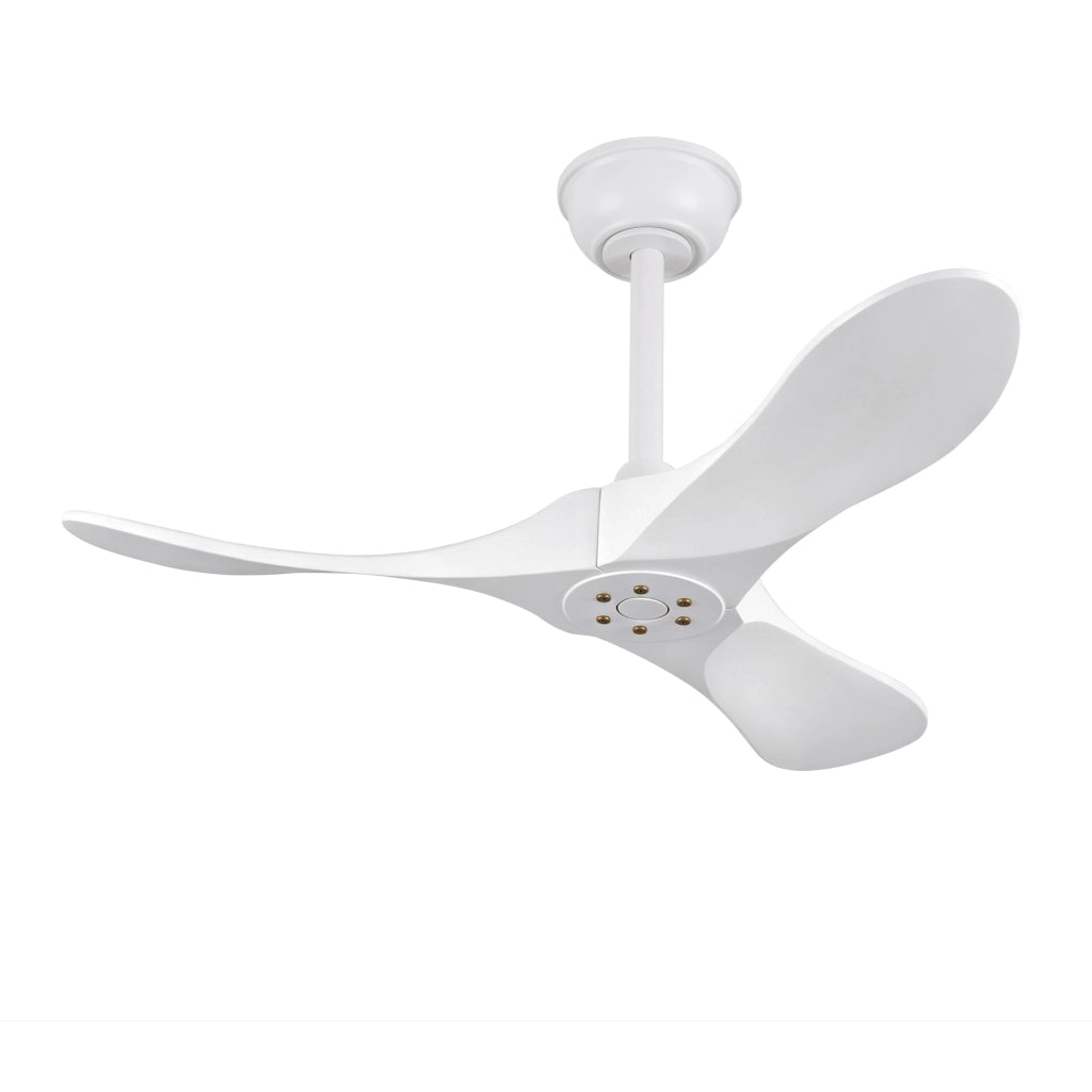 Ventilatore da soffitto bianco da 36 pollici in legno massello; 3 pale e telecomando