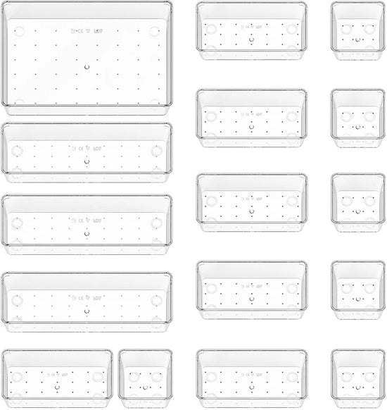 Organizzatore 16-direzionale per carrello, tavolo di lavoro con 4 misure, organizzatore per carrello, organizzatore per trucco, sistema di organizzazione per carrello, ufficio, cucina, trucco.