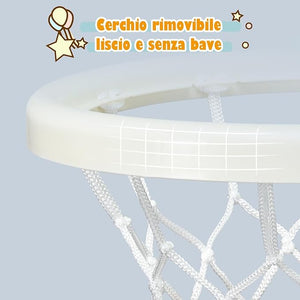 Canestro da Basket, Centro Attività 3 in 1 per Bambini, Canestro da Basket con Porta da Calcio e Gioco degli Anelli, Set Basket e Calcio a Forma di Orso, Ideale per Bambini (Verde)