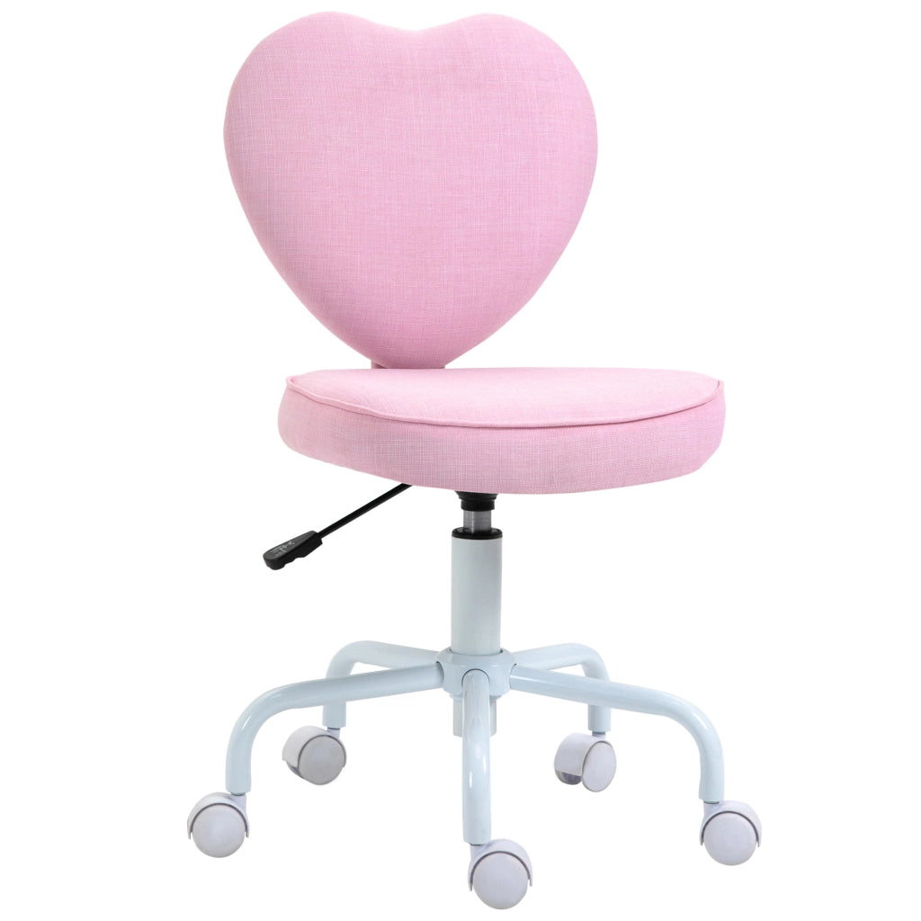 Sedia da ufficio con design a cuore ¨C zephmum ¨C rosa, tessuto, 42x50x79-89 cm