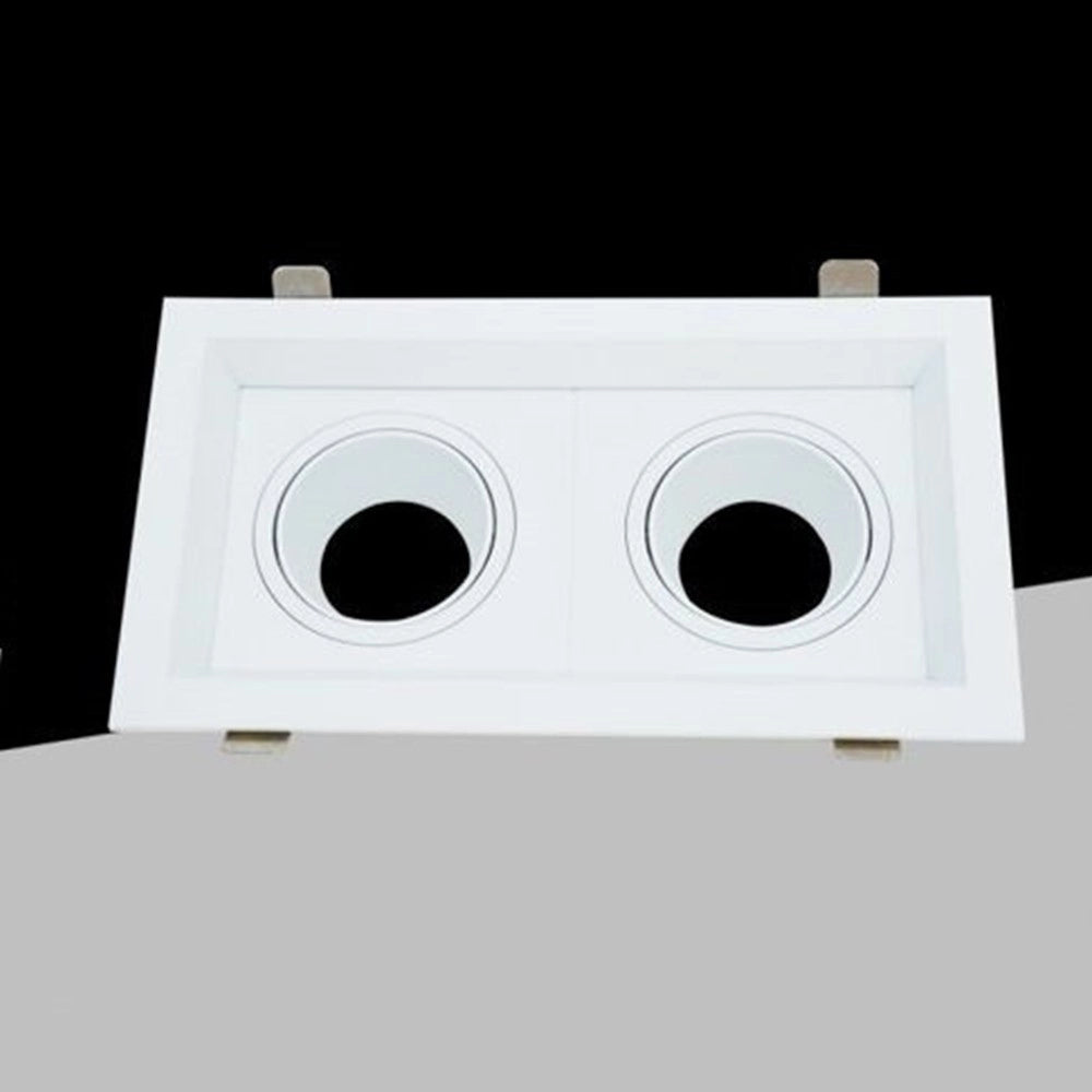 Trade Shop - Portafaretto Doppio Orientabile Incasso Bianco Per Lampadine Gu10 Gu5.3 P33-b2 -