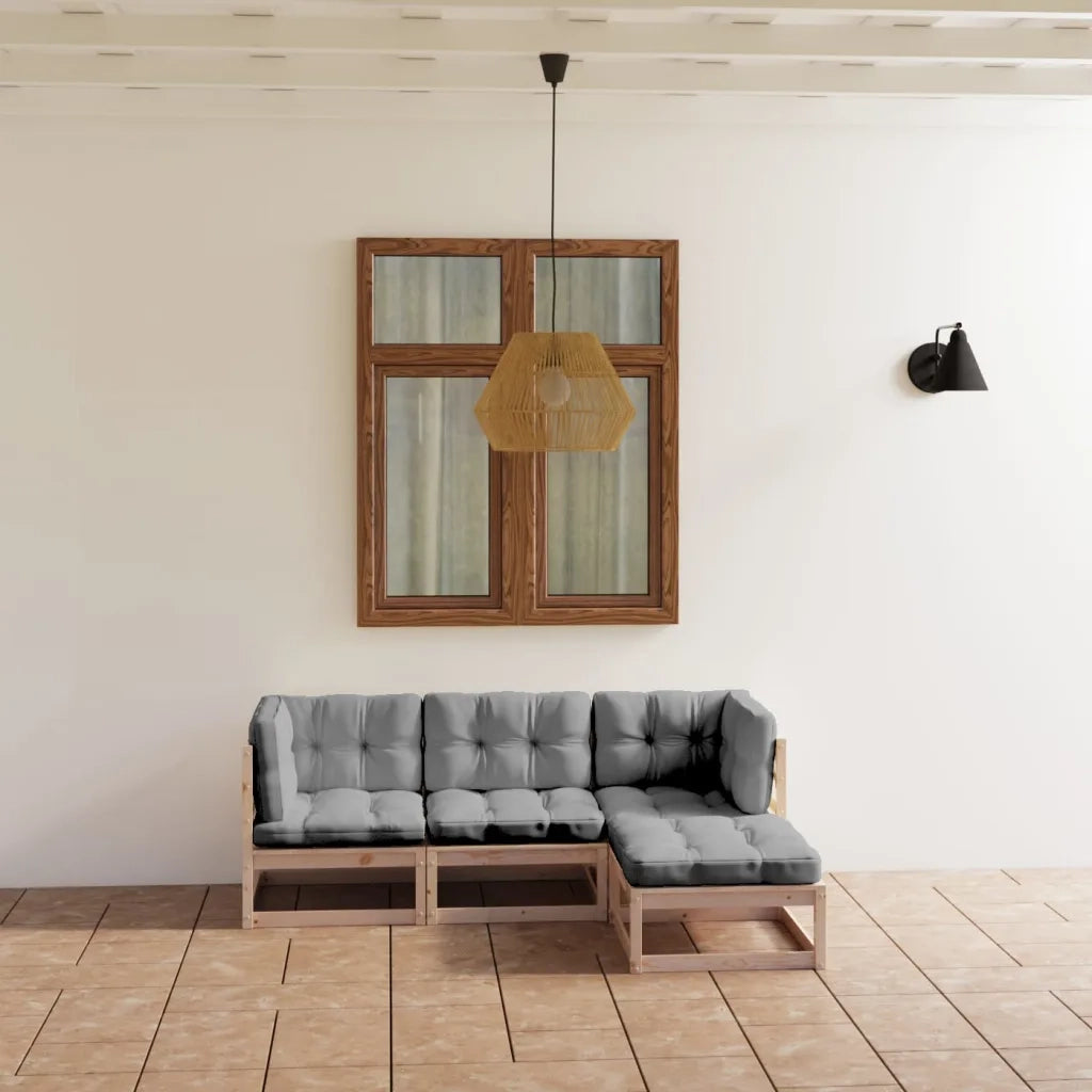 Set Divani da Giardino 4 pz con Cuscini Legno Massello di Pino cod mxl 50307