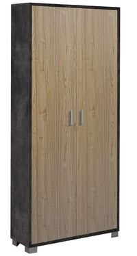 Armadio Multiuso 2 Ante 83x190x29 cm Ossido Nero/Noce Stelvio