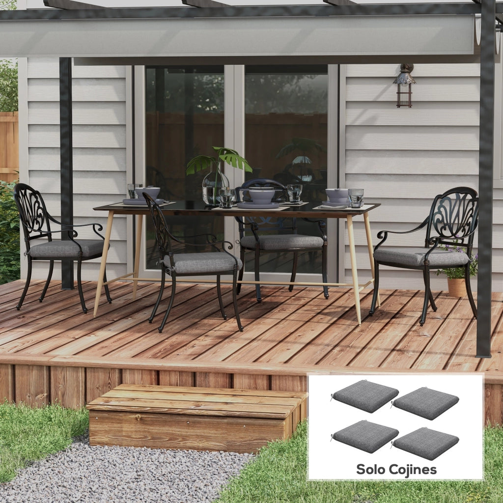 Set 4 Cuscini per Sedie da Pranzo ¨C Xylo ¨C Impermeabili 47x47x7cm Grigio