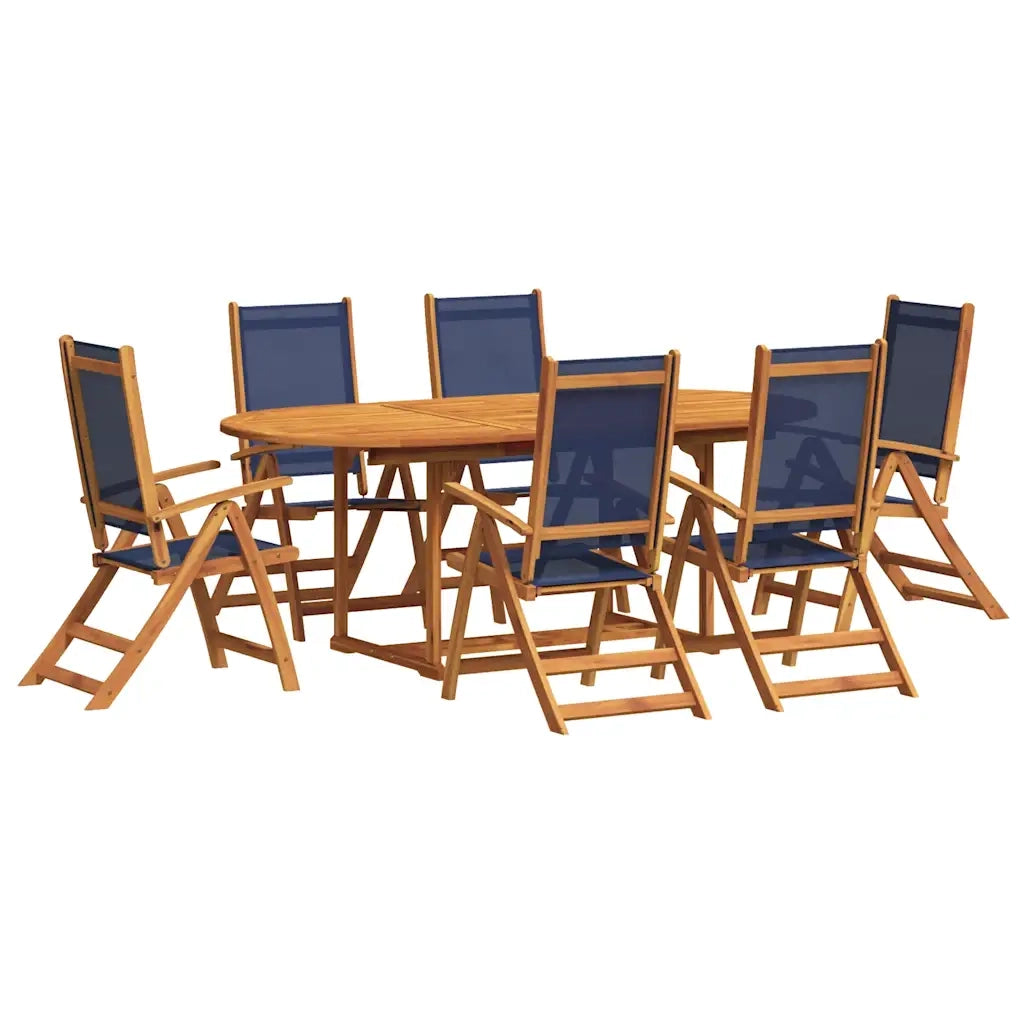 Set Pranzo da Giardino 7pz Legno Massello di Acacia e Textilene