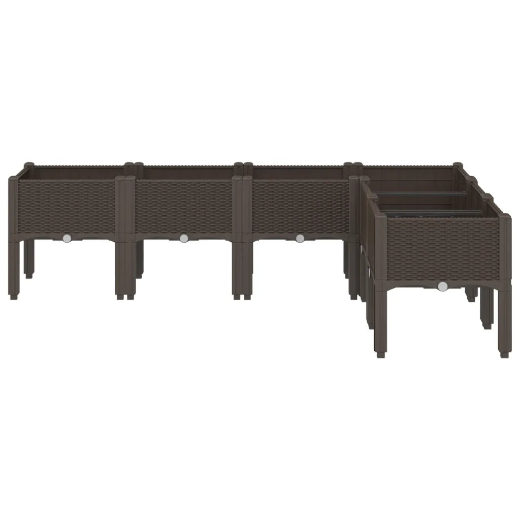 Fioriera da Giardino con Gambe Marrone 160x120x42 cm in PP