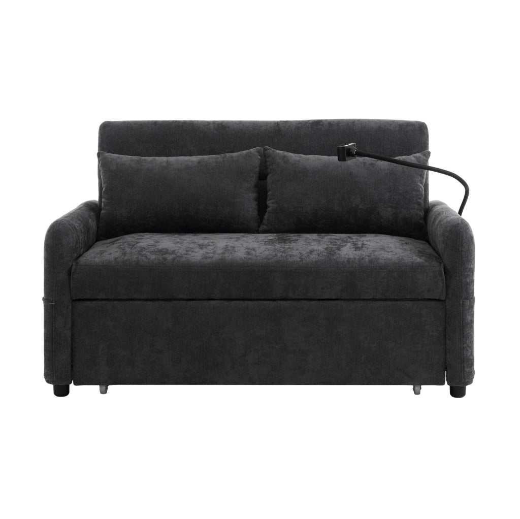 Divano letto 129x76x81 cm convertibile con schienale regolabile in chenille grigio