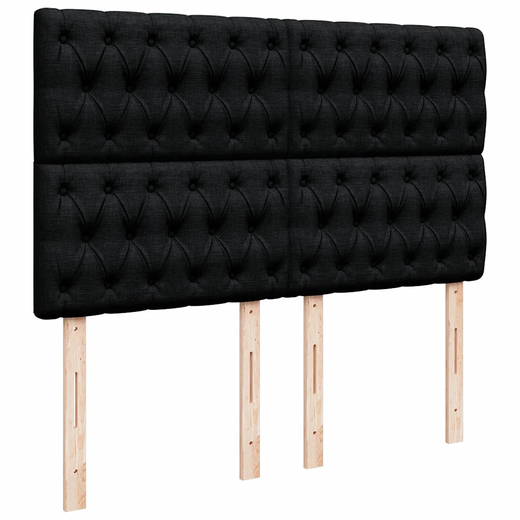 vidaXL Struttura Letto Pouf con Materasso Nero 140x200 cm in Tessuto