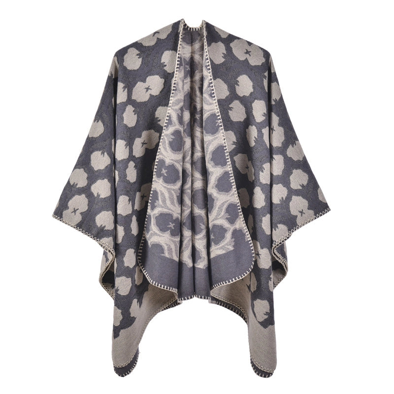 Nuovo scialle diviso in jacquard di cashmere da donna, caldo e spesso.