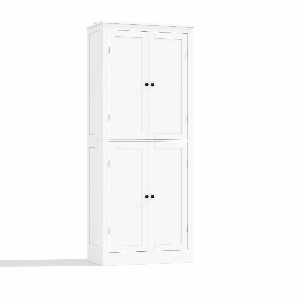 Credenza alta multifunzionale con ante, ripiani interni e cassetto, 182 × 40 × 75 cm, in MDF, bianco