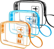 Set di 3 tazze da viaggio TSA autorizzate, tazze trasparenti per liquidi, tazze da bagaglio cosmetici per uomo e donna, colore nero/blu/arancione