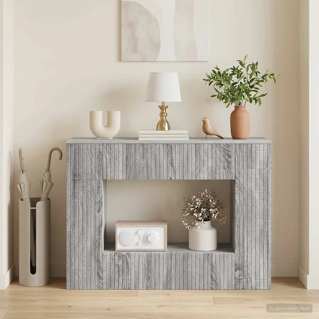 Tavolo consolle Rigato Sonoma grigia 101 x 29 x 74 cm