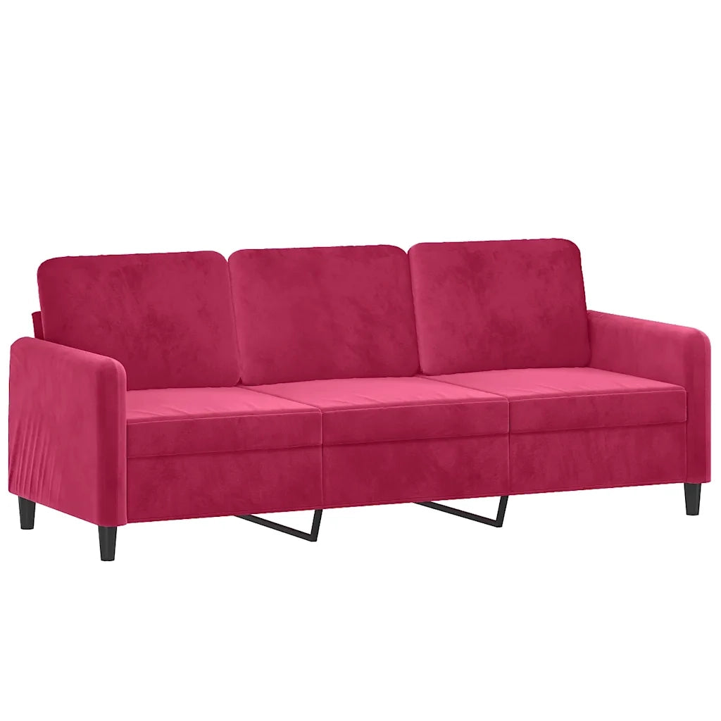 Divano | Divano da soggiorno | Sofa a 3 Posti Rosso Vino 180 cm in Velluto