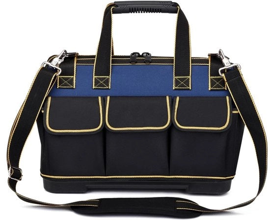 Borsa di lavoro in tela - Zaino professionale con cinghie per spalla - Blu - Opener multifunzionale per attrezzi - Adatto per elettricità