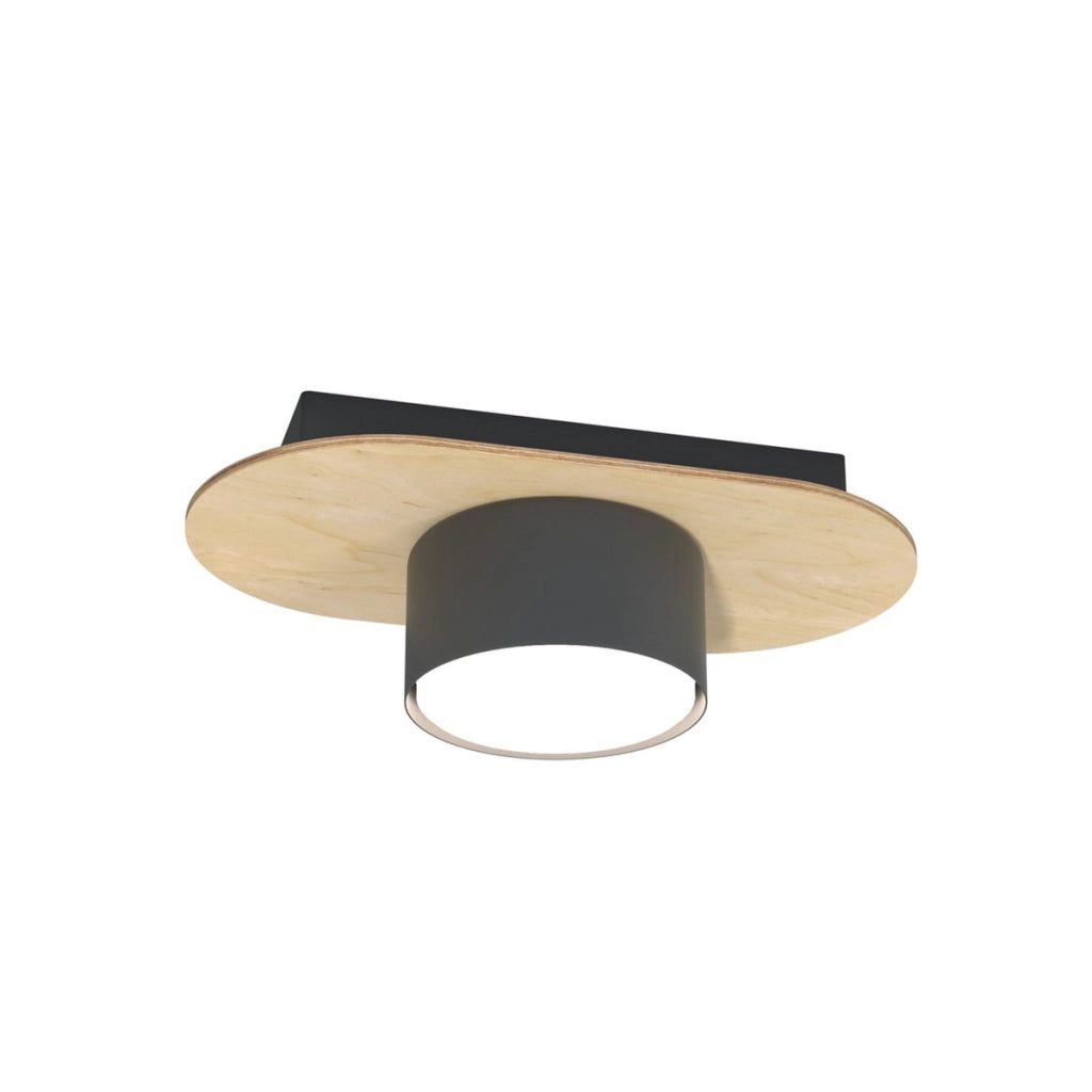 Lampada da soffitto Diaz in acciaio nero e legno