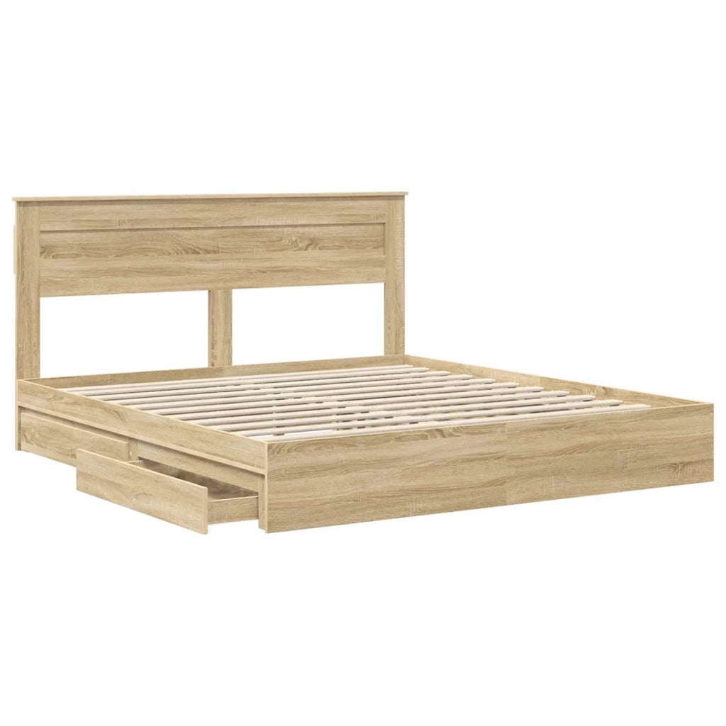 Letto con Contenitore con testiera Rovere Sonoma 180 x 200 cm