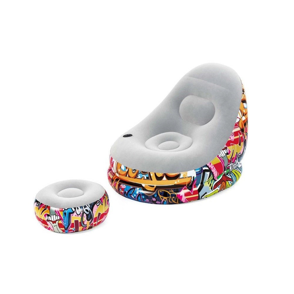 Trade Shop - Poltrona Gonfiabile Comfort Cruiser Graffiti Lounge Sgabello 121x100x86cm 75076 -
