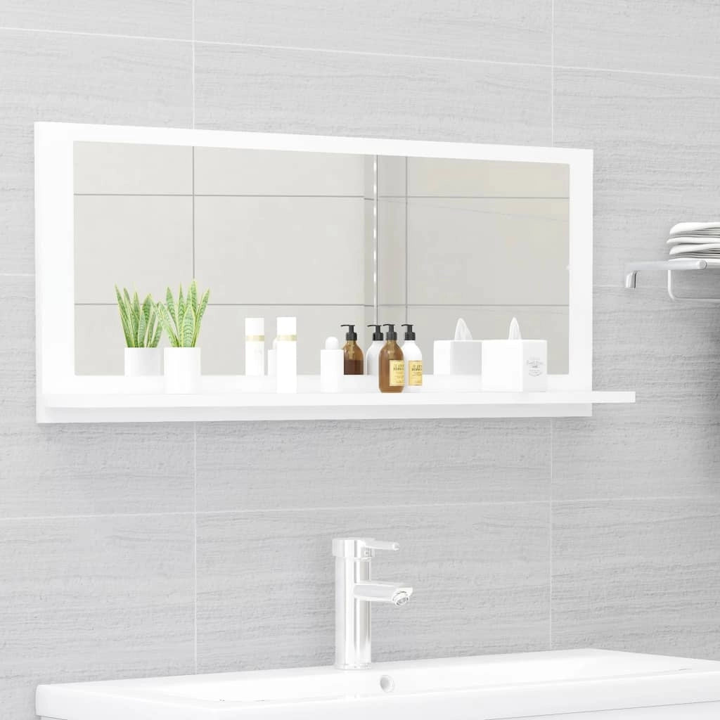 Specchio da bagno 90 x 10,5 x 37 cm in truciolare bianco 02_0006910