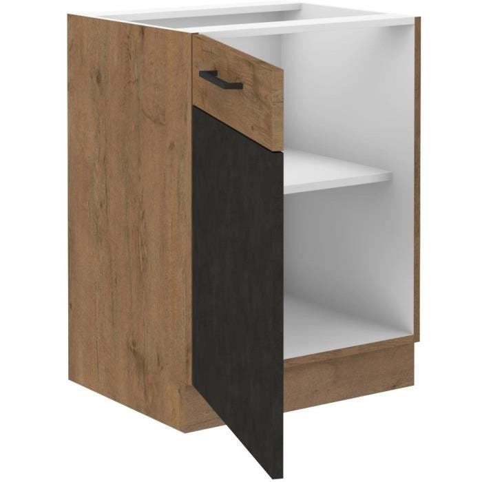 Base ROCK - Melaminico decoro rovere lancillotto e grigio matera - 1 anta - L60 x H82 cm