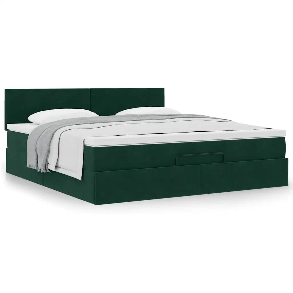 Struttura Letto Pouf con Materasso 160x200 cm in Velluto 3311714