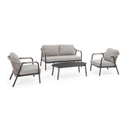 Set da 4 Salotto da Esterno in Alluminio con Cuscini e Corda - VERALIS