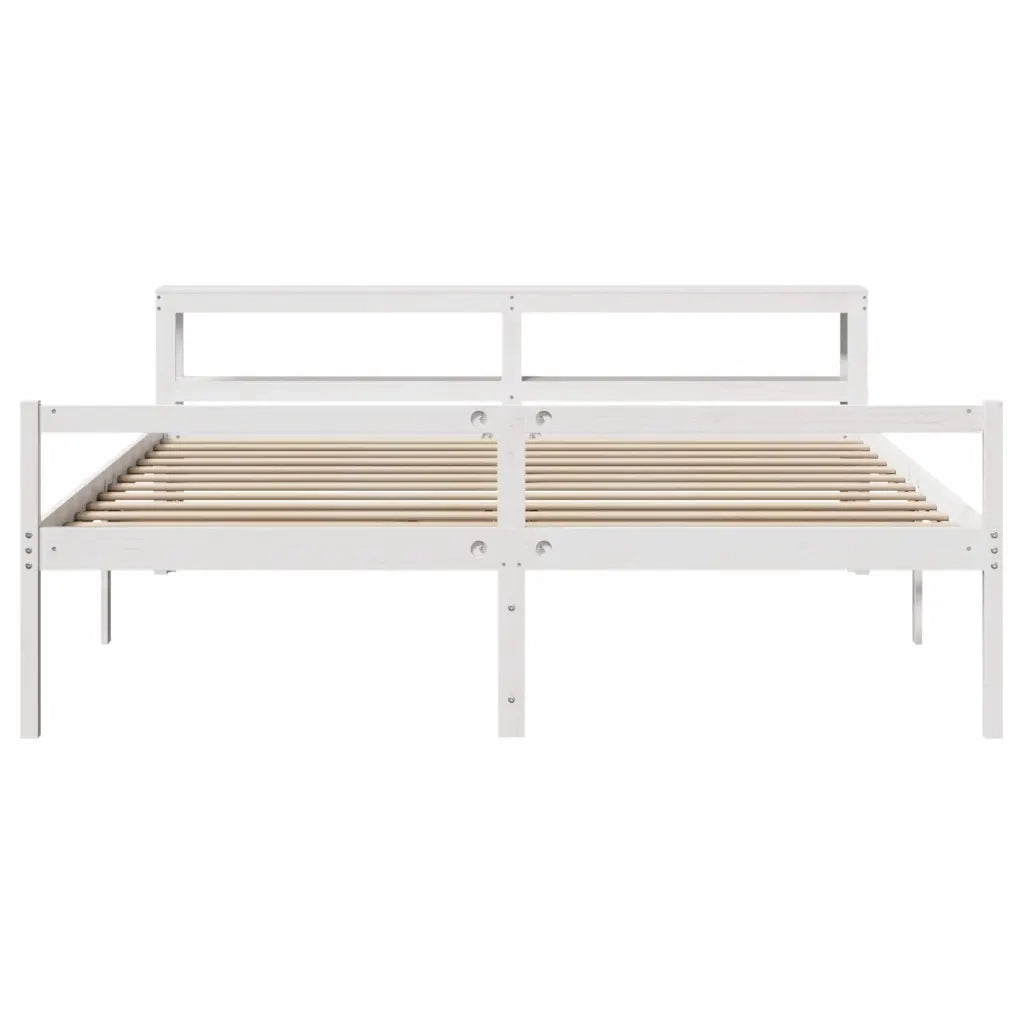Letto matrimoniale | Letto per adulti | Letto Anziani con Testiera Bianco 200x200cm Legno Massello Pino