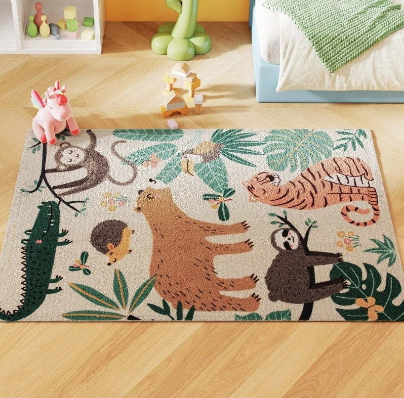 Tappeto multicolore con scena tropicale in poliestere 160 x 120 cm