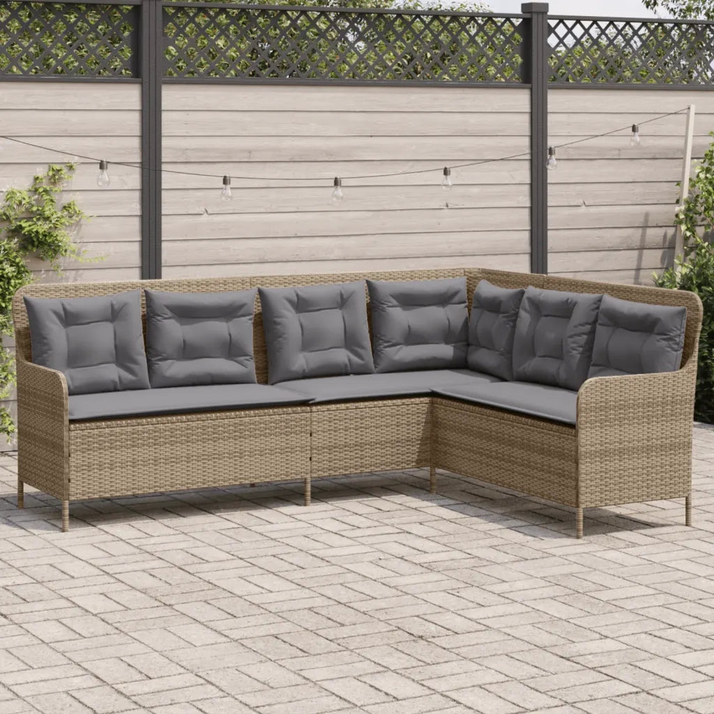 Divano da Giardino con Cuscini a L-Sofa da Giardino-Divano da esterno Beige in Polyrattan 925462
